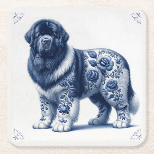 Blauw Delft Landseer Newfoundlander Kartonnen Onderzetters