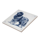 Blauw Delft Landseer Newfoundlander Tegeltje (Zijkant)