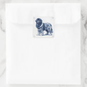 Blauw Delft Landseer Newfoundlander Vierkante Sticker (Tas)