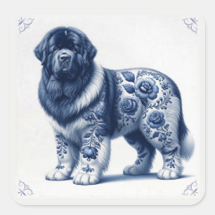 Blauw Delft Landseer Newfoundlander Vierkante Sticker