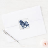 Blauw Delft Landseer Newfoundlander Vierkante Sticker (Envelop)