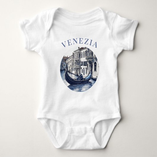 Blauw Delfts Blauw Venetië Gondel Romper (Voorkant)