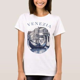 Blauw Delfts Blauw Venetië Gondel T-shirt