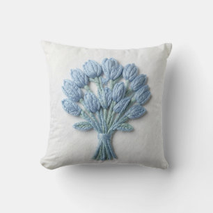 Blauw Delfts bloemmotief borduurwerk kussensloop Kussen