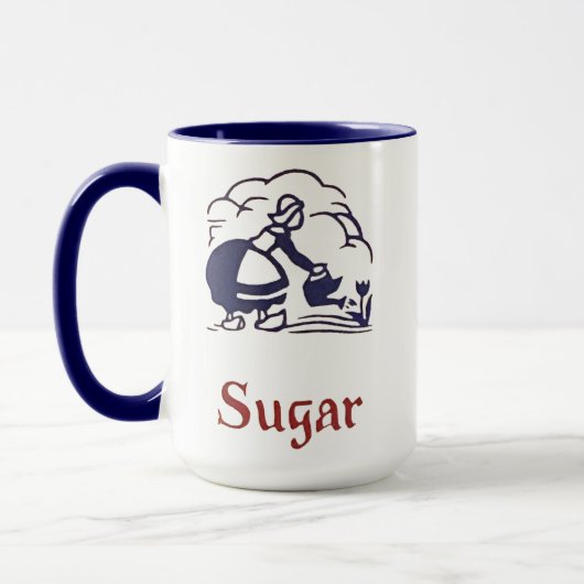 Blauw Delfts Nederlands Meisje Suiker Mok (Links)