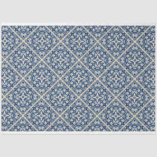 Blauw Delfts tegel patroon decoupage tissue papier (Voorkant)