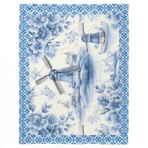 Blauw Delfts Windmolen Bloemen Tegel Grens