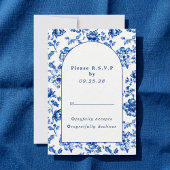  Blauw delftware Bloemen bruiloft Kaart