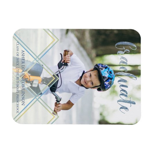 Blauw Delicaat Transparantie Effect Pre K Afstuder Magneet (Horizontaal)