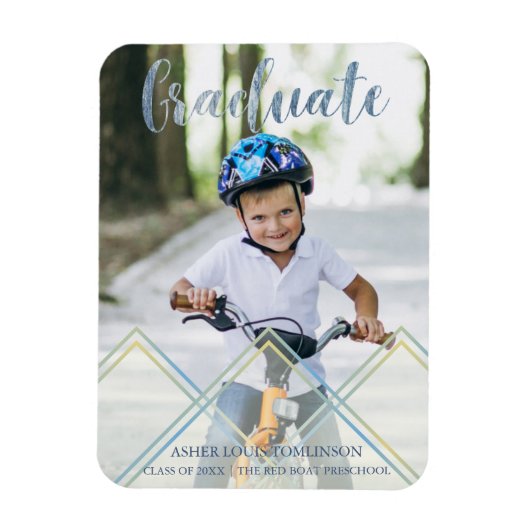 Blauw Delicaat Transparantie Effect Pre K Afstuder Magneet (Verticaal)