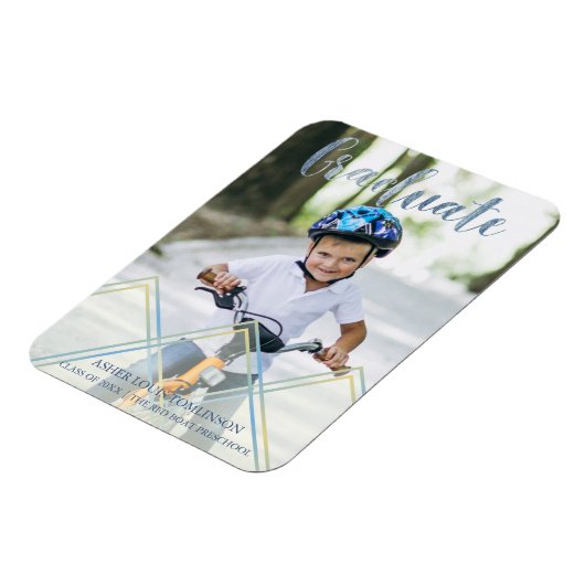 Blauw Delicaat Transparantie Effect Pre K Afstuder Magneet (Linkerzijde)