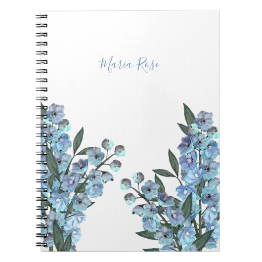 Blauw Delphinium Notitieboek (Voorkant)