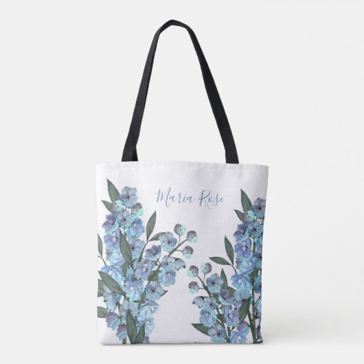 Blauw Delphinium Tote Bag (Achterkant)