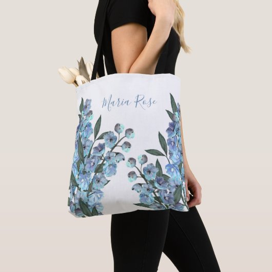 Blauw Delphinium Tote Bag (Dichtbij)