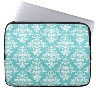 Blauw demaspatroon kleine kroonkandelaar laptop sleeve