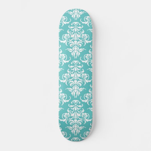 Blauw demaspatroon kleine kroonkandelaar skateboard (Voorkant)