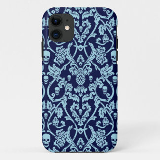 Blauw dempingspatroon van de schedel iPhone 11 hoesje
