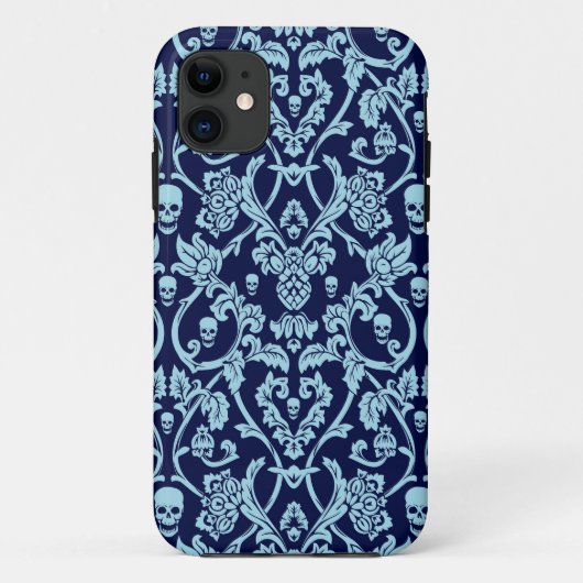 Blauw dempingspatroon van de schedel Case-Mate iPhone case (Achterkant)