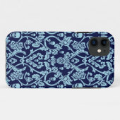 Blauw dempingspatroon van de schedel Case-Mate iPhone case (Achterkant (horizontaal))