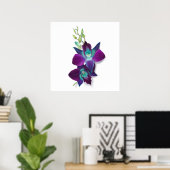 Blauw Dendrobium of Blauw Bom Orchid Painting Poster (Thuiskantoor)