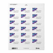 Blauw Dendrobium Orchidee Bruiloft Retouradres Etiket (Full Sheet)