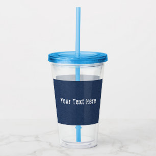 Blauw Denim Aangepaste Tekst Acryl Tumbler Drinkbeker