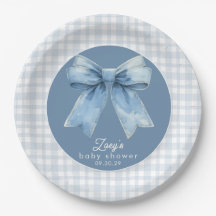 Blauw Denim Baby Jongen Baby Shower Gingham Papie