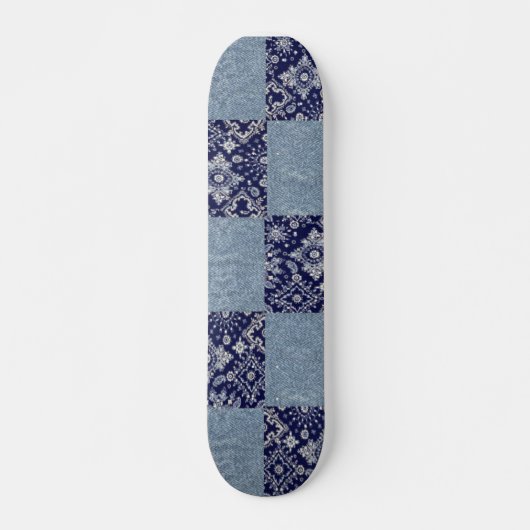 Blauw Denim Bandana Skateboard (Voorkant)