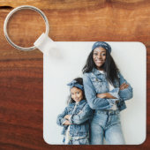 Blauw Denim Beste Moeder Ooit Foto Sleutelhanger (Voorkant)
