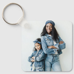Blauw Denim Beste Tante Ooit Foto Sleutelhanger
