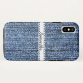 Blauw Denim-blik met lint iPhone X-Hoesje Case-Mate iPhone Case (Achterkant (horizontaal))