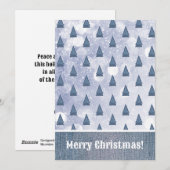 Blauw Denim Boom Winter Scène Patchwork Feestdagenkaart (Voorkant / Achterkant)