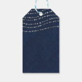 Blauw Denim & Diamanten Glitter Feest Cadeaulabel (Achterkant)