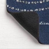 Blauw Denim & Diamanten Nep Glitter Bling Chic Muismat (Hoek)