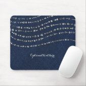 Blauw Denim & Diamanten Nep Glitter Bling Chic Muismat (Met muis)