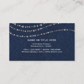 Blauw Denim & Diamanten Nep Glitters Schittering Visitekaartje (Achterkant)