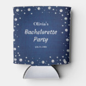 Blauw Denim Diamanten Parels Bachelorette Feest  Blikjeskoeler (Voorkant)