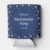 Blauw Denim Diamanten Parels Bachelorette Feest  Blikjeskoeler (Achterkant)