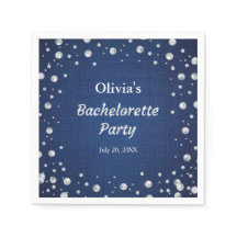 Blauw Denim Diamanten Parels Bachelorette Feest 