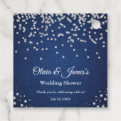 Blauw Denim Diamanten Parels Koppel Trouw Bruidsfe Bedankjes Labels (Achterkant)