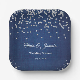 Blauw Denim Diamanten Parels Koppel Trouw Bruidsfe Papieren Bordje