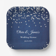 Blauw Denim Diamanten Parels Koppel Trouw Bruiloft