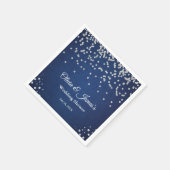 Blauw Denim Diamanten Parels Koppel Trouw Bruiloft Servet (Hoek)