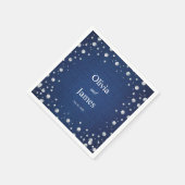 Blauw Denim Diamanten Parels Trouwfeest Koppel Sho Servet (Hoek)