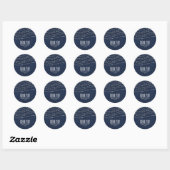 Blauw Denim & Diamonds Sparkle Bling Party Favor Ronde Sticker (Vel)