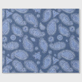 Blauw Denim- en Paisley-ontwerp Cadeaupapier (Vlak)