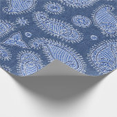 Blauw Denim- en Paisley-ontwerp Cadeaupapier (Hoek)