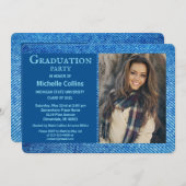 Blauw denim foto Afstuderen Kaart (Voorkant / Achterkant)