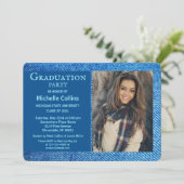 Blauw denim foto Afstuderen Kaart (Staand voorkant)