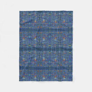 Blauw denim geruit kruisraster fleece deken